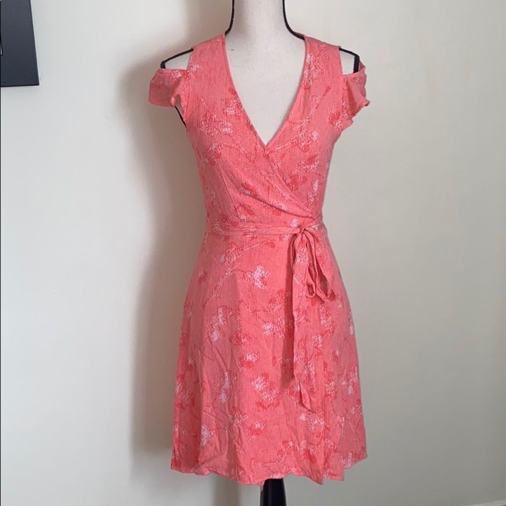 H by Halston Pink Wrap Cold Shoulder Dress Size XS